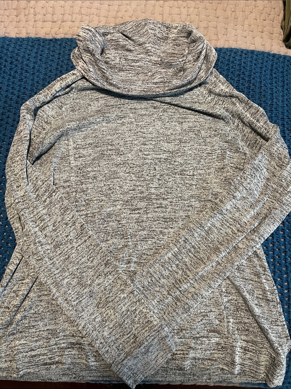 Light Gray Marled Cowl Neck Sweater - Women's Cozy Knit